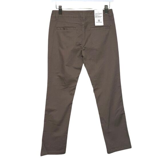 NWT Volcom Slim Straight Ankle Fit Frochickie pant size 0x27 khaki - Picture 4 of 7